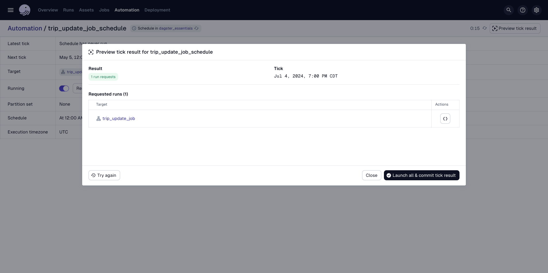 Mock evaluation time selection